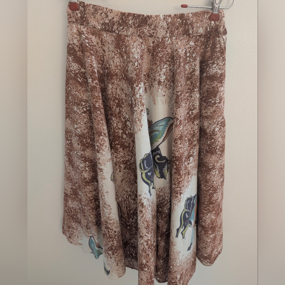 Artsy Boho Midi Skirt with Matador Print – Brown & Multi
